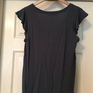 Loft gray flutter sleeve top
